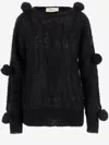 Blumarine Mohair Blend Sweater With Roses In Black