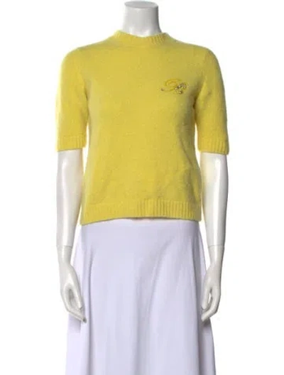 Pre-owned Blumarine Mohair Crew Neck Sweater In Yellow