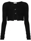 Blumarine Ribbed Knit Black Cardigan With Scoop Neckline In Black