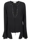 Blumarine Eyelet-detail Open-front Blouse In Nero