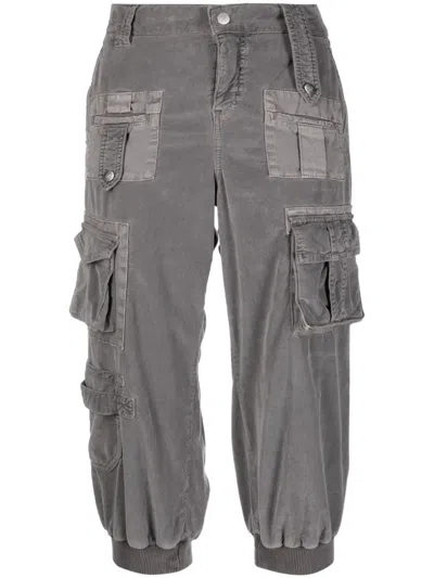 Blumarine Multi-pocket Cropped Trousers In Grey