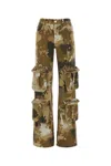 Blumarine Multicolor Cargo Pants With Camouflage Motif In Stretch Cotton Woman In Multicolor
