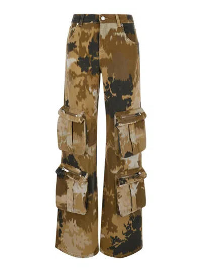 Blumarine Multicolor Cargo Pants With Camouflage Motif