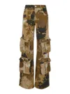Blumarine Multicolor Cargo Pants With Camouflage Motif In Stretch Cotton Woman In Multicolor
