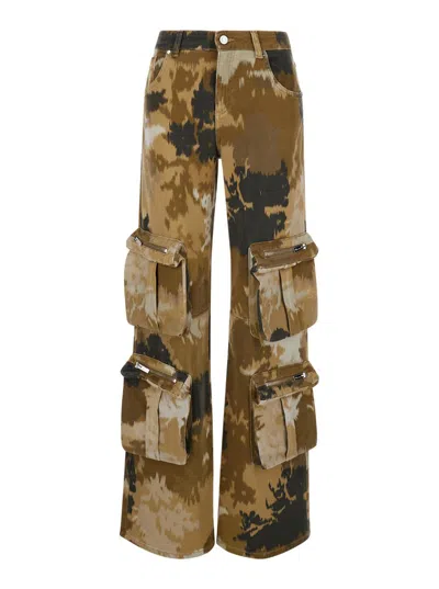 Blumarine Multicolor Cargo Pants With Camouflage Motif In Stretch Cotton Woman