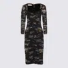 Blumarine Multicolor Midi Dress In Black