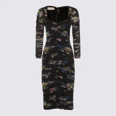 Blumarine Multicolor Midi Dress In Black