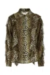 Blumarine Women Silk Chiffon Leopard Shirt In Animal Print