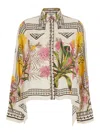 Blumarine Multicolor Shirt With All-over Floral Print And Pointed Collar In Viscose Woman In Multi