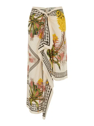 BLUMARINE MULTICOLOR SKIRT WITH HIDDEN BACK CLOSURE AND ALL-OVER FLORAL PRINT IN VISCOSE WOMAN