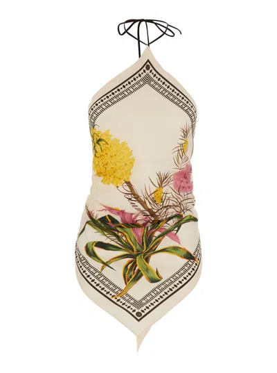 BLUMARINE MULTICOLOR TOP WITH ALL-OVER FLORAL PRINT AND KNOT CLOSURE IN VISCOSE WOMAN