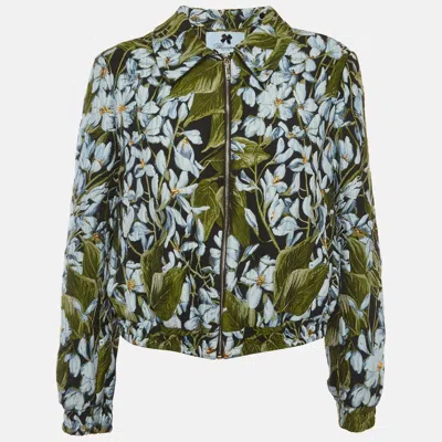 Blumarine Multicolour Floral Print Jacquard Zip-up Bomber Jacket