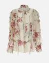 Blumarine Women Floral Silk Chiffon Shirt