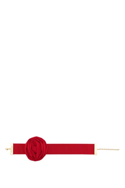 Blumarine Floral-brooch Choker Necklace In Red