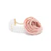 Blumarine White & Pink Metal Faux-pearl 3d Rose Choker