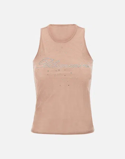 Blumarine Nude Pink Tulle Sleeveless Top