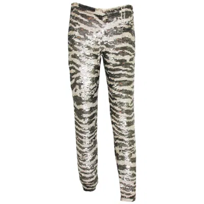 Pre-owned Blumarine Nwt  Vintage Fw 2010 Runway Sequin Evening Stretch Pants Leggings It 40 In Gray