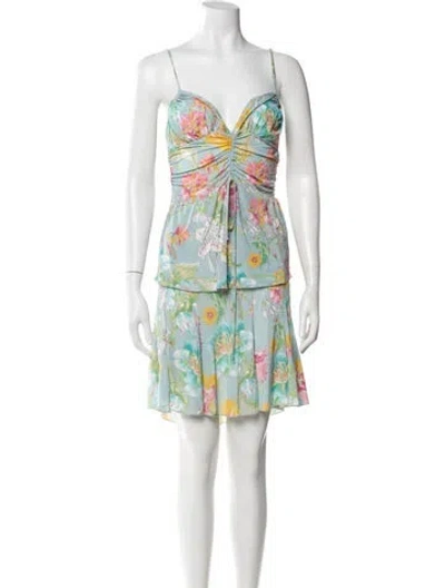 Pre-owned Blumarine Nylon Floral Print Skirt Set In Neutral