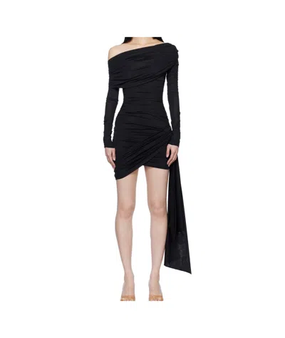 Blumarine Off Shoulder Dress In Black