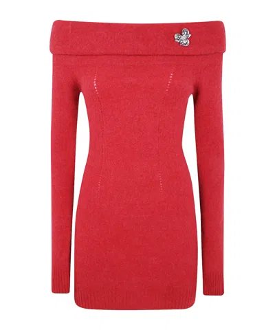 Blumarine Knit Mini Dress In Red