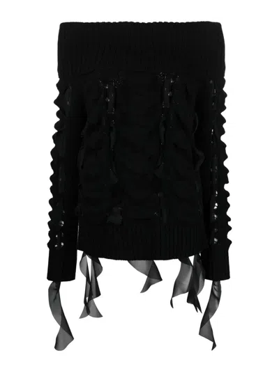 BLUMARINE OFF-SHOULDER KNITTED TOP