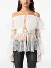 Blumarine Off-shoulder Lace Blouse In Neutral
