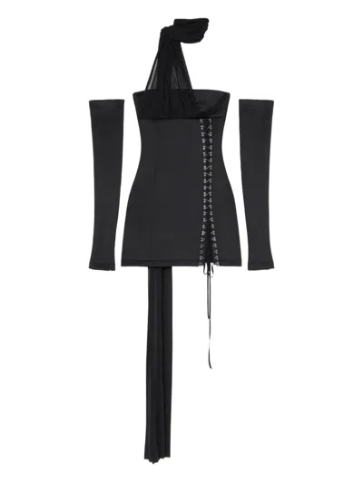 Blumarine Off-shoulder Mini Dress In Black