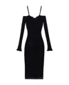 Blumarine Off-shoulder Ribbed Midi Dress In Black