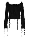 Blumarine Off-shoulder Ruffled Top In Black