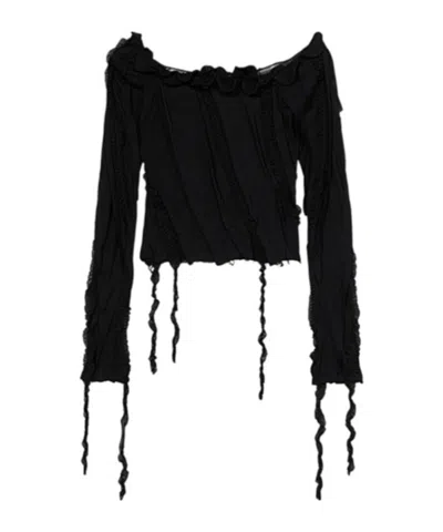 BLUMARINE OFF-SHOULDER RUFFLED TOP