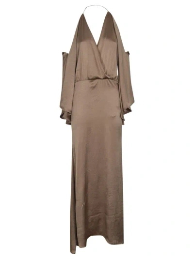 Blumarine Off-the-shoulder Dress In Brown