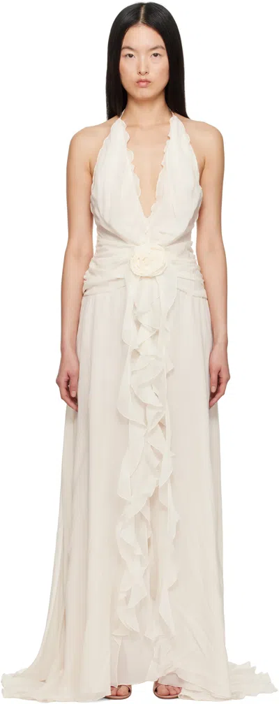 Blumarine Off-white Georgette Maxi Dress In N0108 Butter