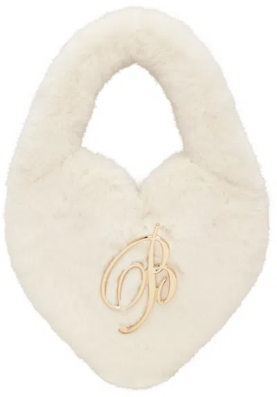 Blumarine Off-white Heart Faux-fur Bag In N0108 Butter