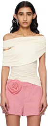 Blumarine Off-white Jersey Sablé Blouse In N0108 Butter