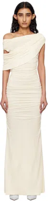 Blumarine Off-white One-shoulder Maxi Dress In N0108 Butter
