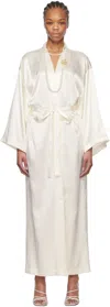 Blumarine Off-white Rhinestone Logo Robe In N0102 White Pearl
