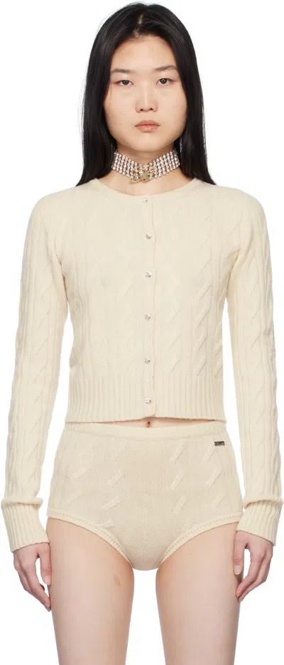 Blumarine Off-white Wool & Cashmere Cardigan In N0813 Croissant
