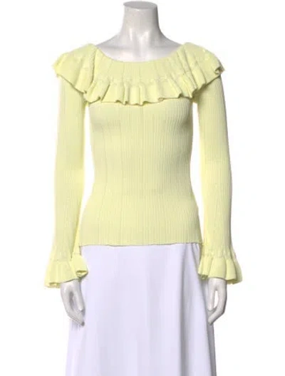 Pre-owned Blumarine Off-the-shoulder Long Sleeve Blouse In Yellow