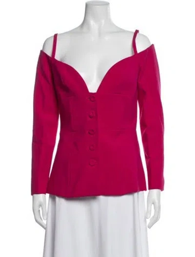 Pre-owned Blumarine Off-the-shoulder Long Sleeve Top In Pink