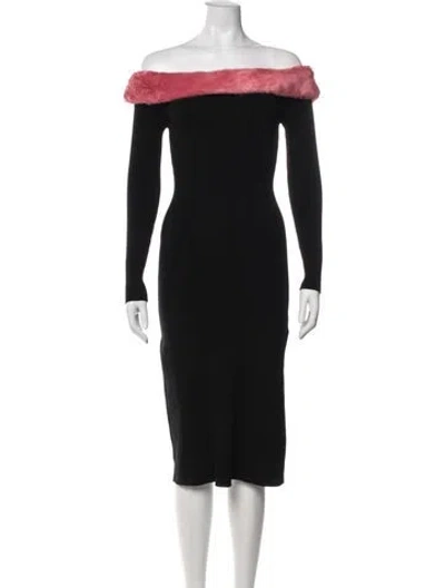 Pre-owned Blumarine Off-the-shoulder Midi Length Dress In Black