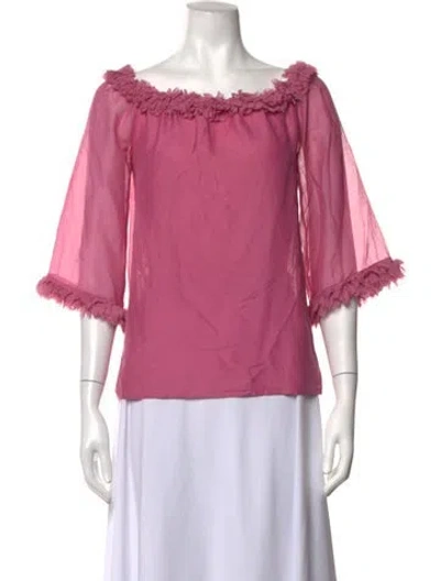 Pre-owned Blumarine Off-the-shoulder Three-quarter Sleeve Blouse In Pink