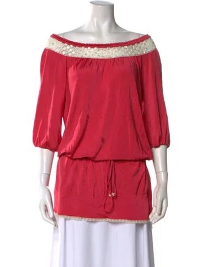 Pre-owned Blumarine Off-the-shoulder Three-quarter Sleeve Tunic In Pink