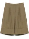 Blumarine Olive Green Shorts In Linen In Green