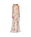 Blumarine Off-white & Pink One-shoulder Creponne Maxi Dress In Nude