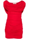 Blumarine One-shoulder Draped Mini Dress In Red