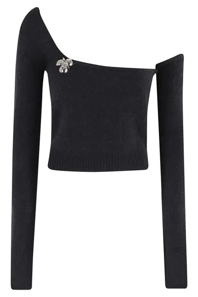 BLUMARINE BLUMARINE ONE-SHOULDER KNIT SWEATER WITH REMOVABLE SLEEVE