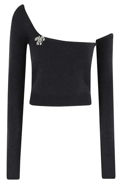 BLUMARINE ONE-SHOULDER KNIT SWEATER WITH REMOVABLE SLEEVE