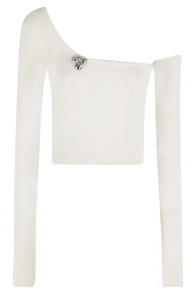 BLUMARINE BLUMARINE ONE-SHOULDER KNIT TOP WITH REMOVABLE SLEEVE
