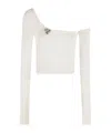 Blumarine One-shoulder Knit Top With Removable Sleeve In White