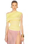 Blumarine One Shoulder Top In Sunlight Yellow